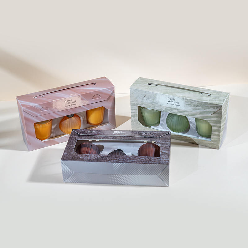 Pystyraidalliset pienet lasit tuoksukynttilät X2 Pystyraitainen pieni lamppu haihtuva ruoko diffuusoripullo