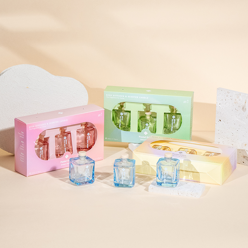 3 kpl neliömäinen pullo ruokohajotinsarja-3 kpl aromisarja