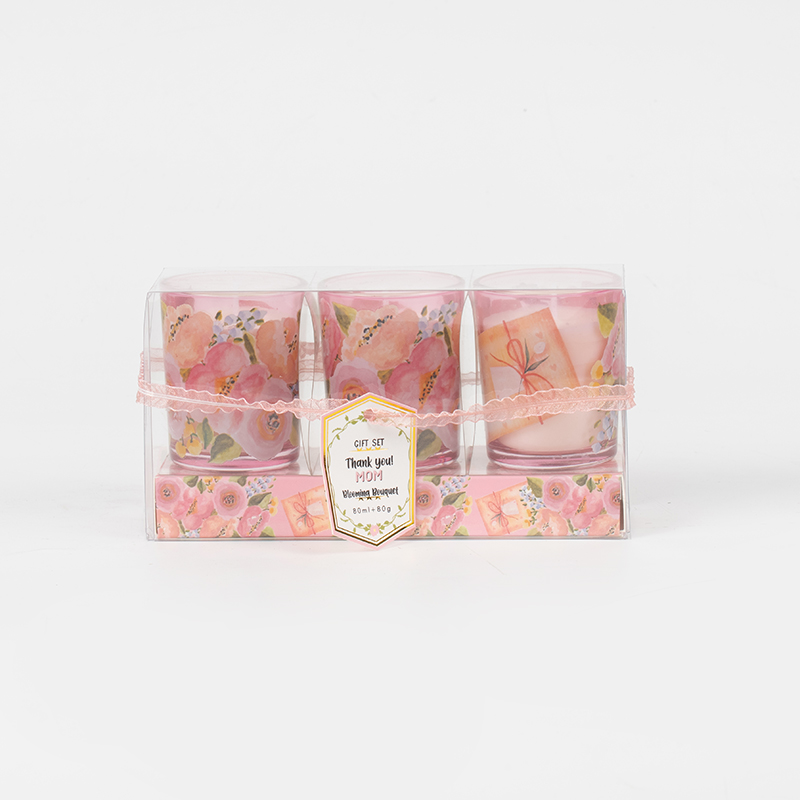 Äitienpäivä klassinen pieni pyöreä lasikuppi tuoksukynttilät 3kpl set-eco soijakynttilän valmistaja