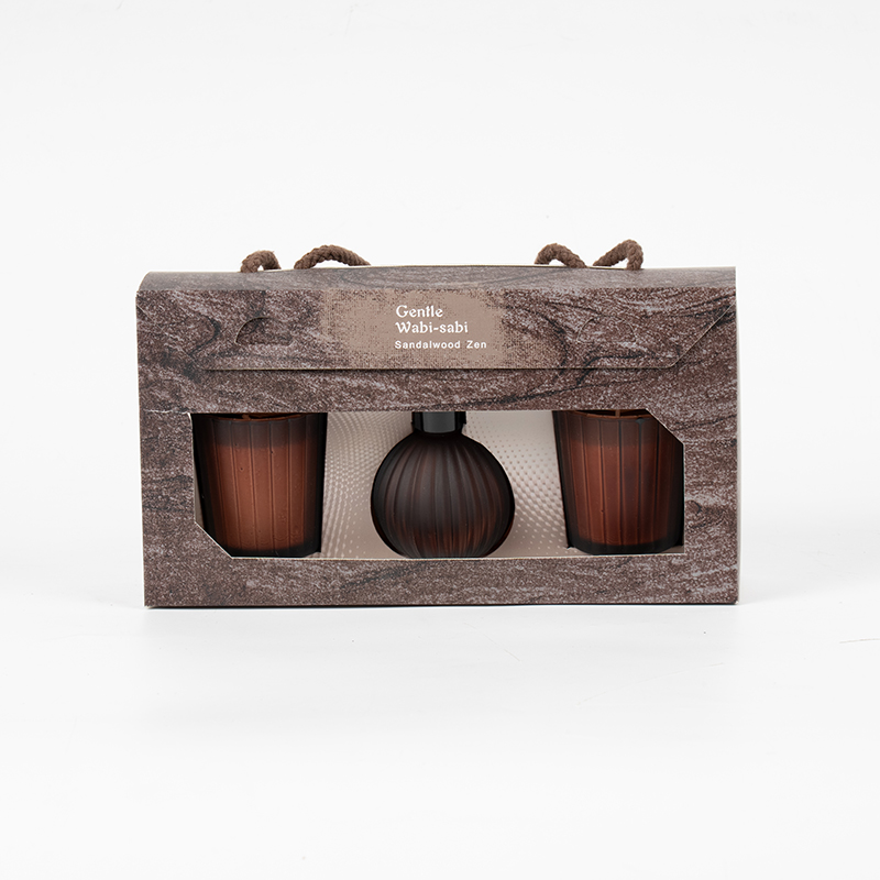 Pystyraidalliset pienet lasit tuoksukynttilät X2 Pystyraitainen pieni lamppu haihtuva ruoko diffuusoripullo